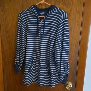 Style & Co. Blue and White Relaxed 3/4 Sleeve Sweatshirt